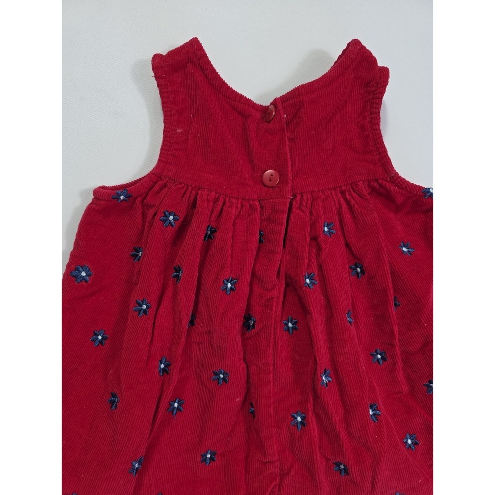 Vintage Alexis Baby Girls Red Corduroy Dress Floral Embroidered Size 12M - Picture 9 of 9